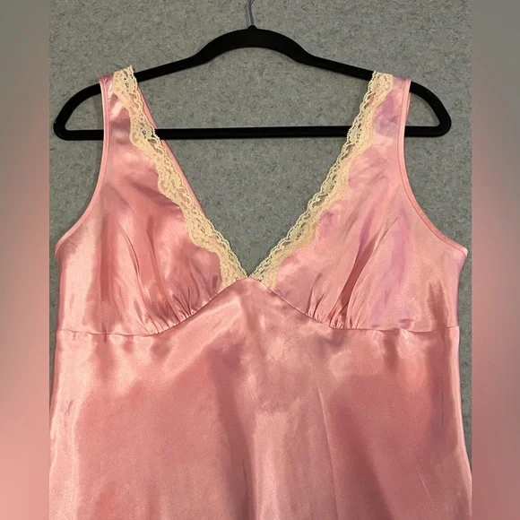 Victoria's Secret Pink Satin Chemise with Lace—Medium - Picture 2 of 6